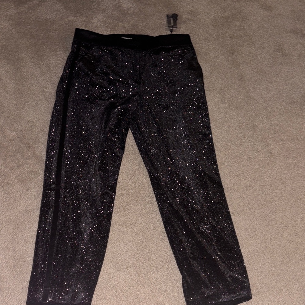 Express Black Sparkly Pants 4 short